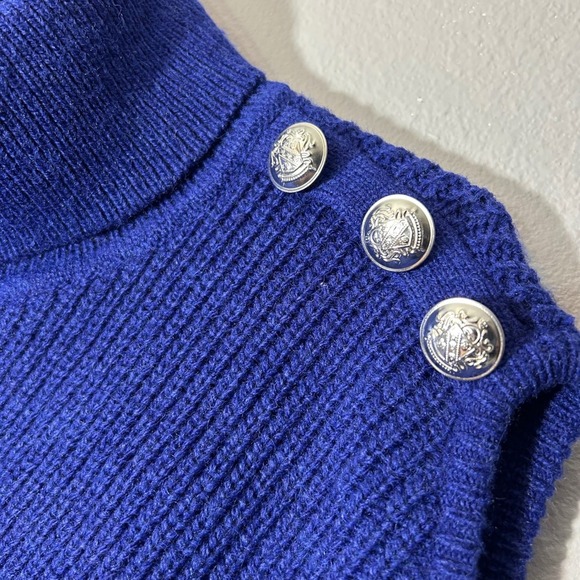 INC International Concepts Cold Shoulder Turtleneck Sweater Button Detail Size M - Picture 5 of 8